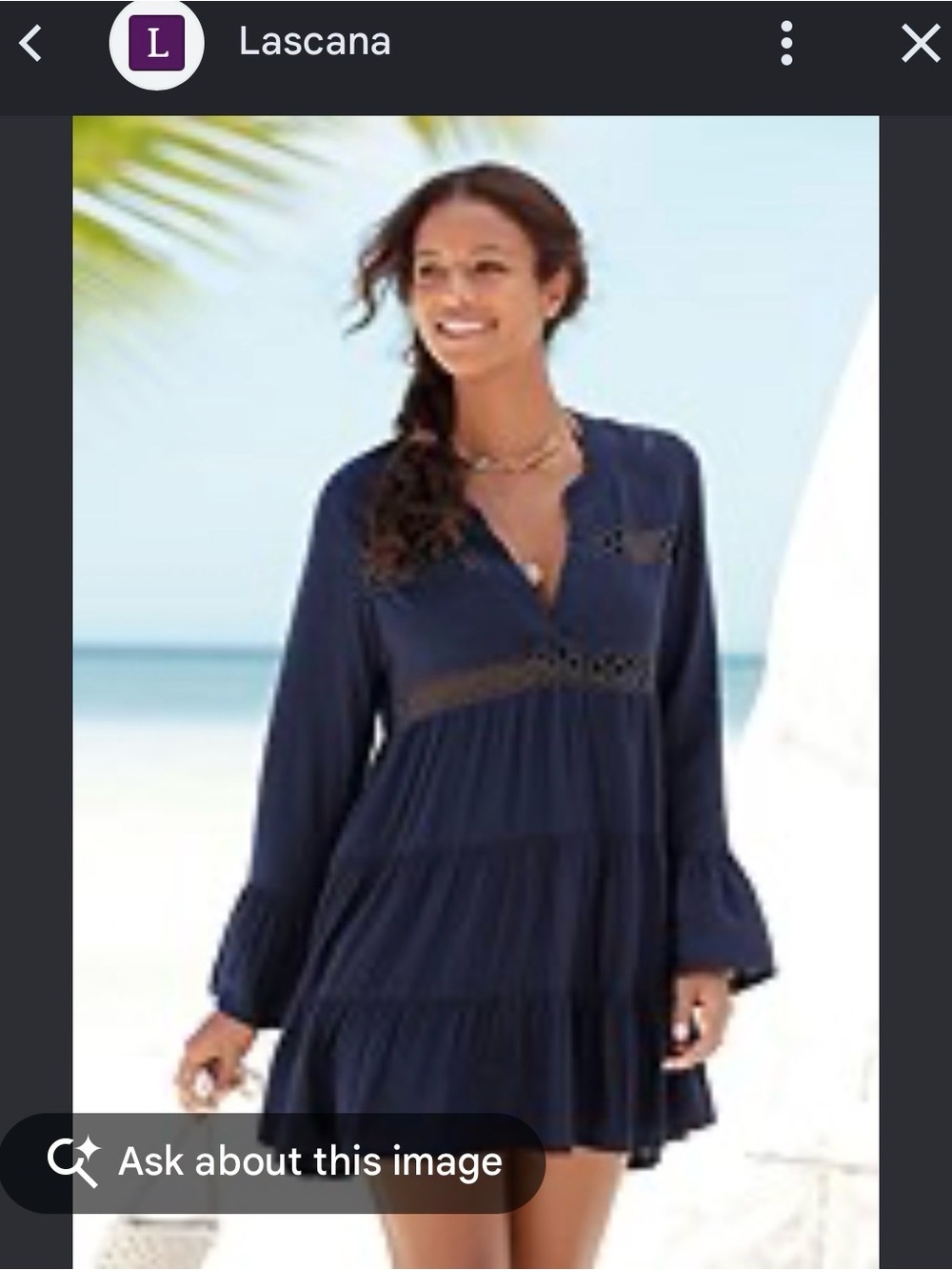 Lascana Navy Long-Sleeve Swim Coverup Tunic